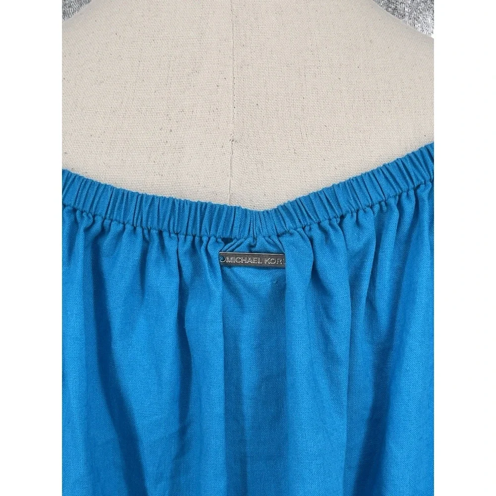 NWT Michael Kors Plus Size Off the Shoulder Top, Milos Blue, 3X‎ Linen Blend